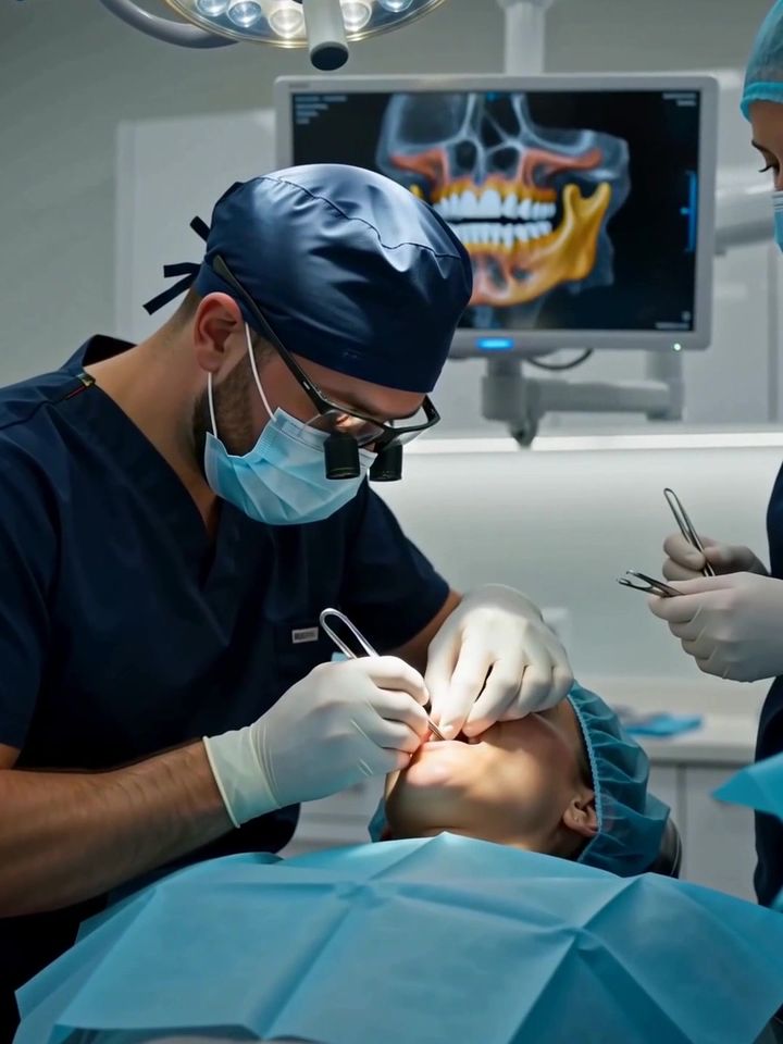 A dentist treating a patient